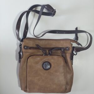 Light brown boho crossbody bag adjustable shoulder strap